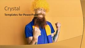  Presentation with hooligan - Presentation theme consisting of redhead-man-with-long-beard background and a yellow colored foreground