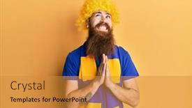  Presentation with praying hands - Presentation consisting of redhead-man-with-long-beard background and a gold colored foreground