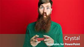  Presentation with controller - Amazing presentation having redhead-man-with-long-beard backdrop and a ocean colored foreground