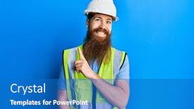  Presentation with beard - Audience pleasing slide deck consisting of redhead-man-with-long-beard backdrop and a teal colored foreground