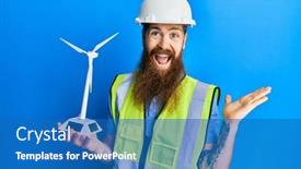  Presentation with solar electricity - Beautiful theme featuring redhead-man-with-long-beard backdrop and a teal colored foreground