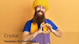 Presentation with hooligan - Beautiful slides featuring redhead-man-with-long-beard backdrop and a gold colored foreground