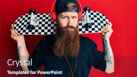  Presentation with beard - PPT layouts enhanced with redhead-man-with-long-beard background and a navy blue colored foreground