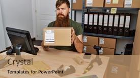  Presentation with working - Presentation theme with redhead-man-with-long-beard background and a coral colored foreground