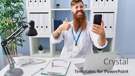  Presentation with consult - PPT theme with redhead-man-with-long-beard background and a light gray colored foreground