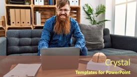  Presentation with beard - PPT theme enhanced with redhead-man-with-long-beard background and a tawny brown colored foreground