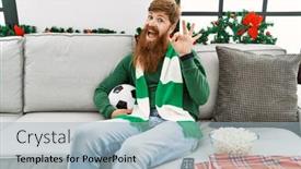  Presentation with hooligan - PPT theme consisting of redhead-man-with-long-beard background and a light blue colored foreground