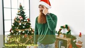  Presentation with acne - Presentation design consisting of redhead-man-with-long-beard background and a tawny brown colored foreground