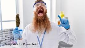  Presentation with mad scientist - Presentation consisting of redhead-man-with-long-beard background and a light gray colored foreground