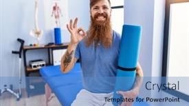  Presentation with rehabilitation - Presentation theme consisting of redhead-man-with-long-beard background and a  colored foreground