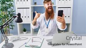  Presentation with consult - Slides enhanced with redhead-man-with-long-beard background and a light gray colored foreground