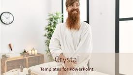  Presentation with wellness - PPT theme featuring redhead-man-with-long-beard background and a lemonade colored foreground