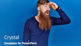  Presentation with far away - Slide set with redhead-man-with-long-beard background and a ocean colored foreground