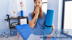  Presentation with rehabilitation - PPT layouts with redhead-man-with-long-beard background and a teal colored foreground