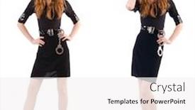  Presentation with police - Colorful theme enhanced with redhead police officer isolated on white backdrop and a white colored foreground
