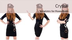  Presentation with american police - Amazing presentation design having redhead police officer isolated backdrop and a soft green colored foreground