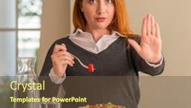  Presentation with kiwi fruit - Cool new PPT layouts with food security protection health - redhead woman eating fruit bowl backdrop and a tawny brown colored foreground