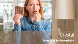  Presentation with smart home - Beautiful presentation design featuring redhead-woman-holding-chocolate-bar backdrop and a coral colored foreground