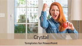  Presentation with apple - Amazing slide deck having redhead woman holding red apple backdrop and a  colored foreground