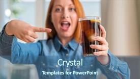  Presentation with woman diversity women socialize unity - Beautiful theme featuring redhead woman holding soda refreshment backdrop and a ocean colored foreground