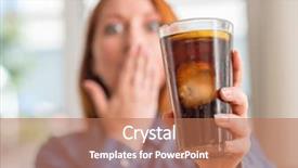  Presentation with woman covering man mouth hand - Slide deck consisting of redhead woman holding soda refreshment background and a coral colored foreground