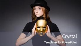  Presentation with consept - Colorful presentation theme enhanced with iwith mask in hypocrisy consept backdrop and a gray colored foreground