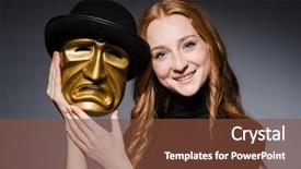  Presentation with consept - PPT theme featuring iwith mask in hypocrisy consept background and a tawny brown colored foreground