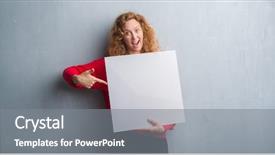  Presentation with grey - Slide set enhanced with redhead woman over grey grunge background and a gray colored foreground