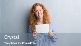  Presentation with young grey maine coon cat - Slide set featuring redhead woman over grey grunge background and a  colored foreground