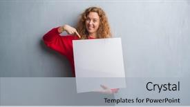  Presentation with young grey maine coon cat - Amazing slide set having redhead woman over grey grunge backdrop and a  colored foreground