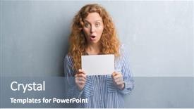  Presentation with grey - Colorful theme enhanced with redhead woman over grey grunge backdrop and a  colored foreground