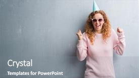  Presentation with grey - Colorful theme enhanced with redhead woman over grey grunge backdrop and a  colored foreground