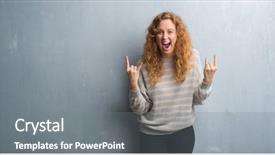  Presentation with rock wall - Beautiful PPT layouts featuring redhead woman over grey grunge backdrop and a gray colored foreground