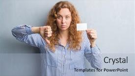  Presentation with grey - Presentation with redhead woman over grey grunge background and a  colored foreground