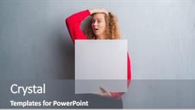  Presentation with skin anatomy face and head - PPT theme enhanced with redhead woman over grey grunge background and a gray colored foreground