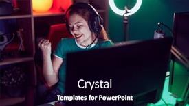  Presentation with video games playing - Presentation with redhead-woman-playing-video-games background and a black colored foreground