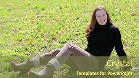  Presentation with meadow - Amazing slides having redhead-woman-sit-on-meadow backdrop and a tawny brown colored foreground