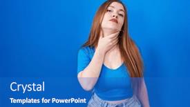  Presentation with sore throat - Theme having redhead-woman-standing-over-blue background and a teal colored foreground