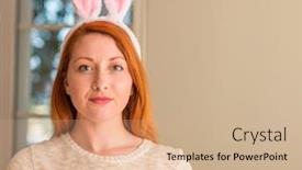  Presentation with smart home - Presentation theme enhanced with redhead-woman-wearing-easter-rabbit background and a coral colored foreground