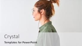  Presentation with white green - Audience pleasing PPT layouts consisting of redhead-woman-wearing-green-shirt backdrop and a white colored foreground
