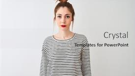  Presentation with navy - Beautiful PPT theme featuring redhead woman wearing navy striped t-shirt standing over isolated white background relaxed with serious expression on face simple and natural looking at the camera backdrop and a light gray colored foreground