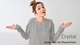  Presentation with navy - Cool new PPT theme with redhead-woman-wearing-navy-striped backdrop and a light gray colored foreground