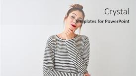  Presentation with navy - Colorful presentation enhanced with redhead-woman-wearing-navy-striped backdrop and a light gray colored foreground