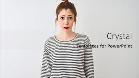  Presentation with navy - Colorful slide deck enhanced with redhead-woman-wearing-navy-striped backdrop and a light gray colored foreground