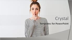  Presentation with navy - Slide set featuring redhead-woman-wearing-navy-striped background and a light gray colored foreground