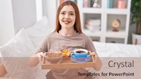  Presentation with pajama - Theme featuring redhead-woman-wearing-pajama-holding background and a  colored foreground