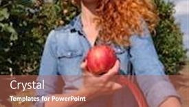  Presentation with orchard - Presentation design enhanced with redhead-woman-with-a-basket background and a coral colored foreground
