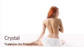  Presentation with welcome back handwriting - Cool new PPT theme with nude people - sexy redhead woman backdrop and a sky blue colored foreground