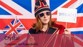  Presentation with brexit - Slide deck with redhead woman with uk flag background and a red colored foreground
