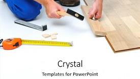  Presentation with flooring - PPT layouts consisting of redisigne - carpenter worker installing laminate flooring background and a white colored foreground